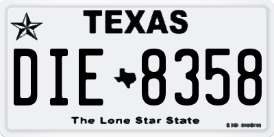 TX license plate DIE8358
