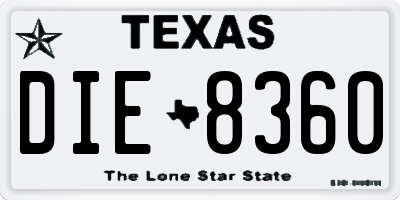 TX license plate DIE8360