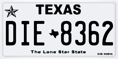 TX license plate DIE8362