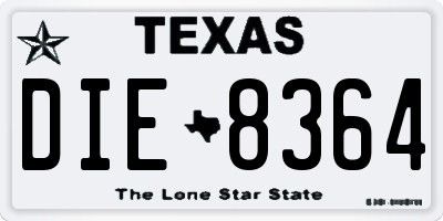 TX license plate DIE8364