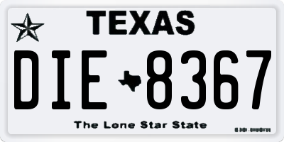TX license plate DIE8367
