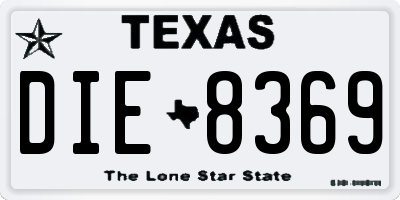 TX license plate DIE8369