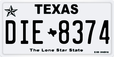 TX license plate DIE8374