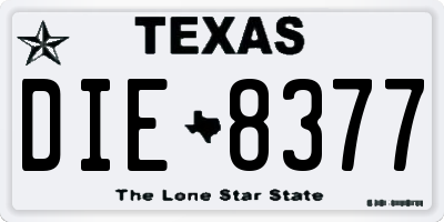 TX license plate DIE8377