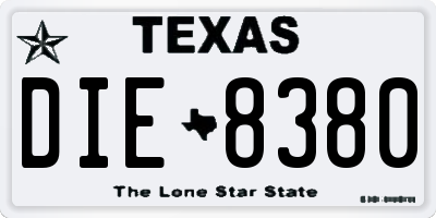 TX license plate DIE8380
