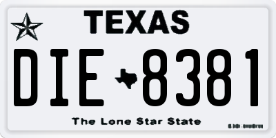 TX license plate DIE8381