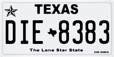 TX license plate DIE8383