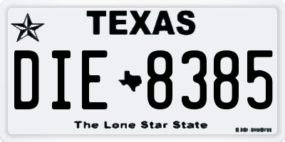 TX license plate DIE8385