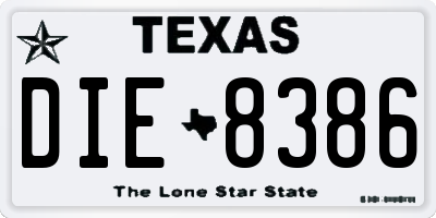TX license plate DIE8386