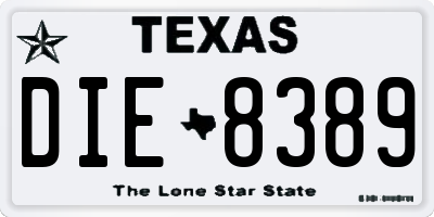 TX license plate DIE8389