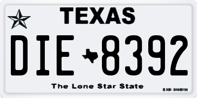 TX license plate DIE8392