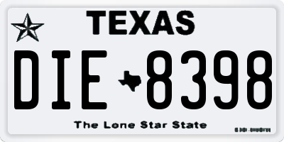 TX license plate DIE8398