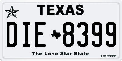 TX license plate DIE8399