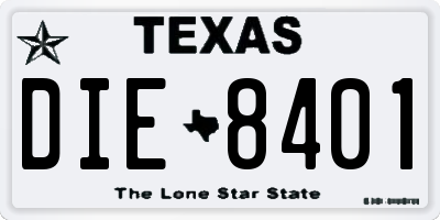 TX license plate DIE8401