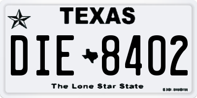 TX license plate DIE8402