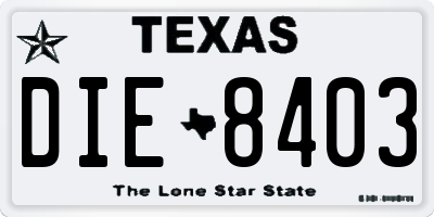 TX license plate DIE8403