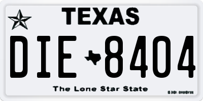 TX license plate DIE8404