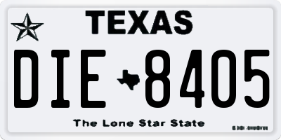 TX license plate DIE8405