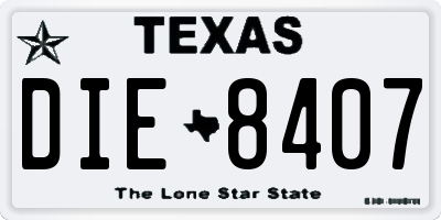 TX license plate DIE8407