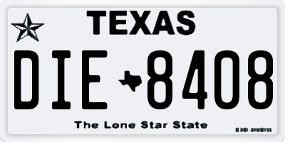 TX license plate DIE8408
