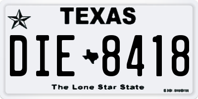TX license plate DIE8418