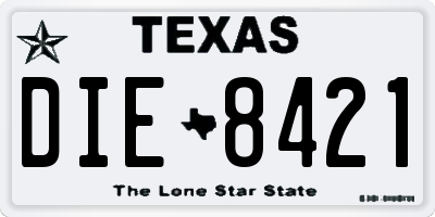 TX license plate DIE8421