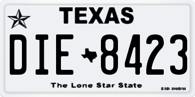 TX license plate DIE8423