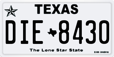 TX license plate DIE8430