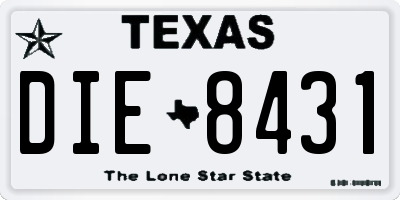 TX license plate DIE8431