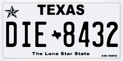 TX license plate DIE8432