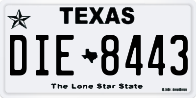 TX license plate DIE8443