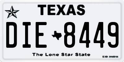 TX license plate DIE8449