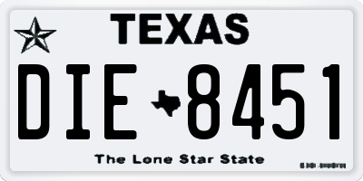 TX license plate DIE8451
