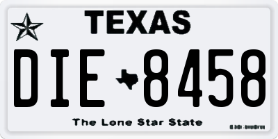 TX license plate DIE8458