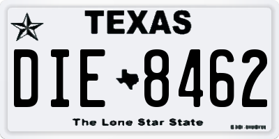 TX license plate DIE8462