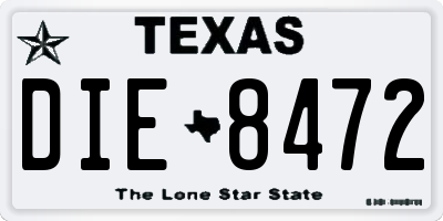 TX license plate DIE8472