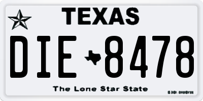 TX license plate DIE8478