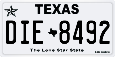 TX license plate DIE8492