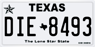TX license plate DIE8493