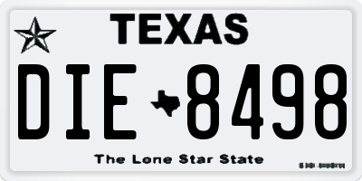 TX license plate DIE8498