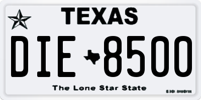 TX license plate DIE8500