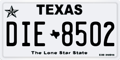 TX license plate DIE8502