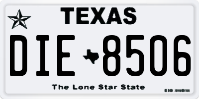 TX license plate DIE8506
