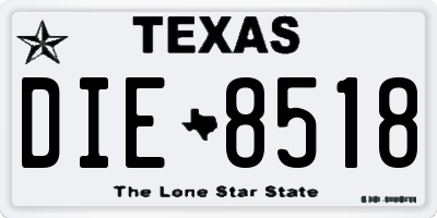 TX license plate DIE8518