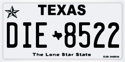 TX license plate DIE8522