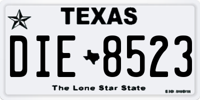 TX license plate DIE8523