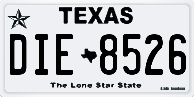 TX license plate DIE8526