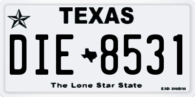 TX license plate DIE8531