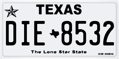 TX license plate DIE8532
