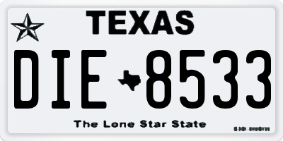 TX license plate DIE8533